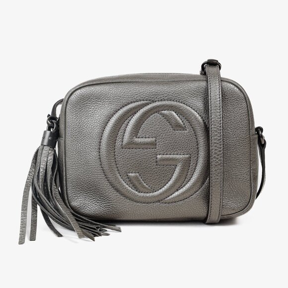 Gucci Soho Disco Bag in Metallic Pewter Grey Leather - Picture 1 of 11